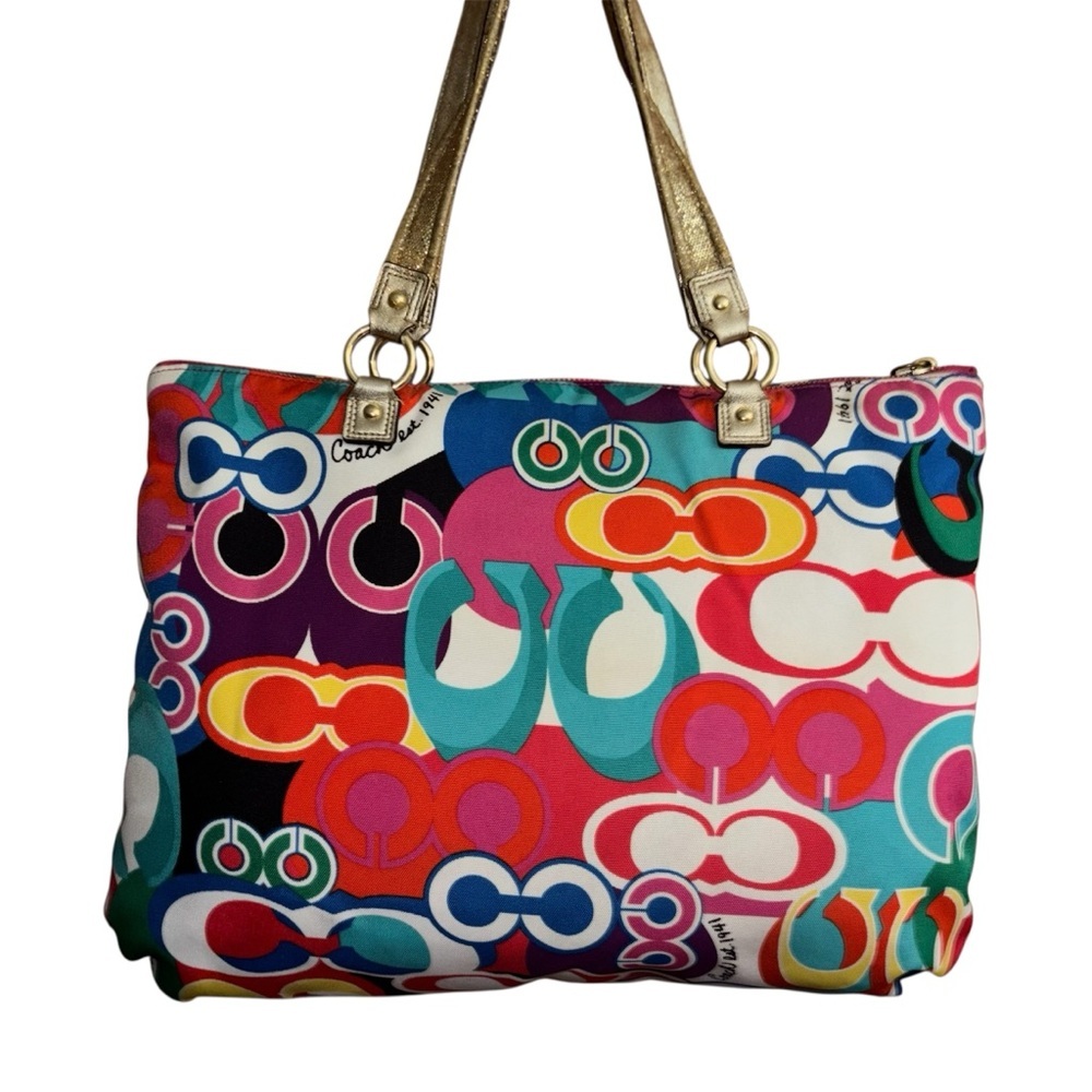 Coach Polly Multicolor Tote Bag - Picture 2 of 6